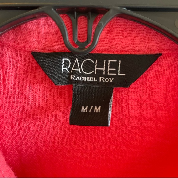 RACHEL ROY Women’s Long Sleeve Pink Crinkle Style Soft Button Up Tunic - Picture 5 of 9